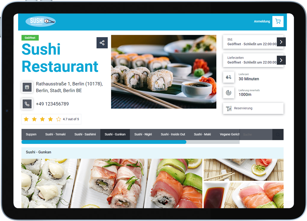 Sushi theme — tablet